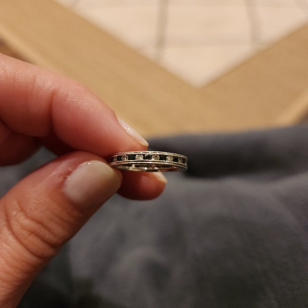 14k white and blue sapphire eternity band